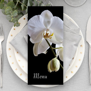 Orchidée blanche sur le menu Mariage noir