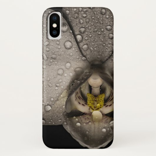 Orchidee bloem grijs zwart elegant Case-Mate iPhone case (Achterkant)