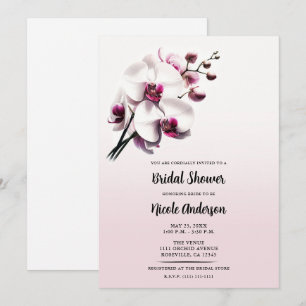 Orchidee Bloem Roze & Witte Bruidsdouche Kaart
