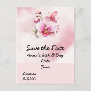 Orchidee bloem Verjaardag Save the Date ansichtkaa Briefkaart