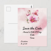Orchidee bloem Verjaardag Save the Date briefkaart (Voorkant / Achterkant)