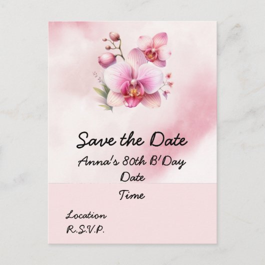 Orchidee bloem Verjaardag Save the Date briefkaart (Voorkant)