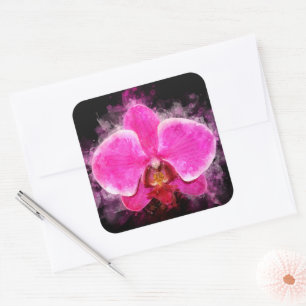 Orchidee bloem waterverf - roze bb 02 vierkante sticker