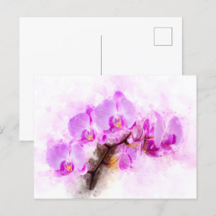 Orchidee bloem waterverf - roze wb 03 briefkaart