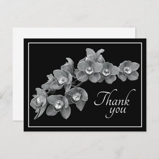 Orchidee Bloem Zwart/Wit Zwarte Achtergrond Dank J Briefkaart (Voorkant / Achterkant)