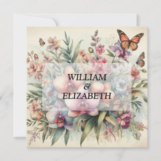 Orchidee bloemen waterverf in zacht pastel kleuren kaart