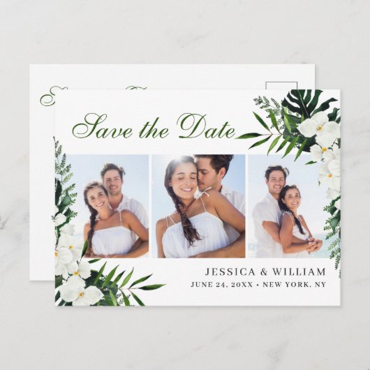 Orchidee Boheemse Bloemige Trouw Save The Date FOT Briefkaart (Voorkant / Achterkant)