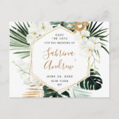 Orchidee Bohemian groen bruiloft Save the Date Briefkaart (Voorkant)