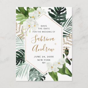 Orchidee Bohemian Groene Trouw Save The Date Briefkaart