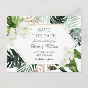 Orchidee Bohemian Groenery Trouwen  Save The Date Briefkaart