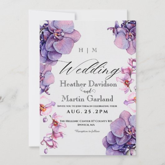 Orchidee Boho Elegante Tuin Bloem Bruiloft  Kaart (Voorkant)