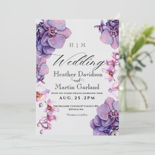 Orchidee Boho Elegante Tuin Bloem Bruiloft  Kaart (Staand voorkant)