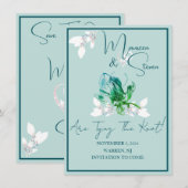 Orchidee Bright Green Bewaar de datum bruiloft Kaa Kaart (Voorkant / Achterkant)