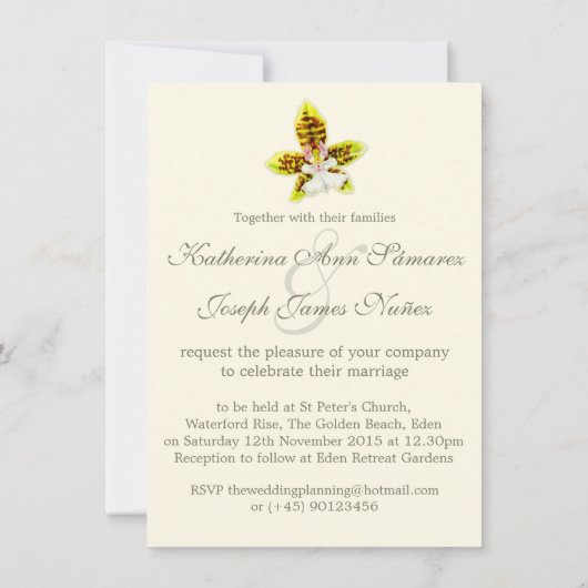 Orchidee bruiloft bloem schilderij uitnodiging (Achterkant)
