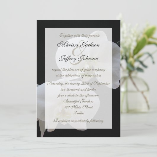 Orchidee bruiloft uitnodiging — witte orchideeën (Staand voorkant)