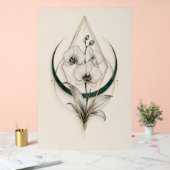 Orchidée céleste géométrique or acrylique premium (Mariage)