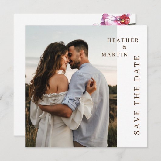 Orchidee Chic Modern Fotobruiloft Save The Date (Voorkant / Achterkant)