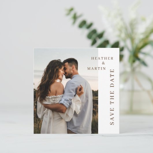 Orchidee Chic Modern Fotobruiloft Save The Date (Staand voorkant)