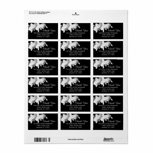 Orchidee dank u label (Full Sheet)