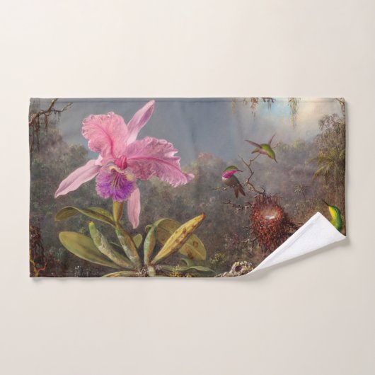 Orchidée de Cattleya et trois colibris par Heade (Serviette à main)