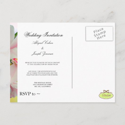 Orchidee, doe-het-zelf huwelijksuitnodiging / save uitnodiging briefkaart (Achterkant)