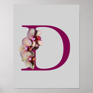 Orchidee Elegant Monogram Initiaal D Poster