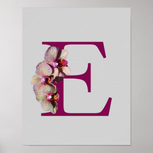 Orchidee Elegant Monogram Initiaal E Persoonlijk Poster