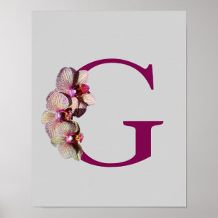 Orchidee Elegante Monogram Initiaal G Gepersonalis Poster