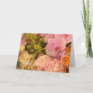 Orchidee en Pioen Trouwkaart bedankje Bedankkaart
