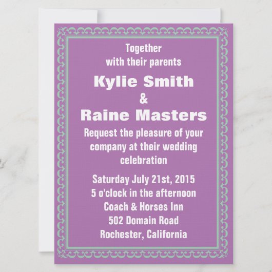 Orchidée et Faire-part de mariage verte à pruche (Devant)