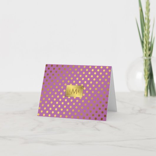 Orchidée Faux Gold Foil Pois Monogramme (Devant)