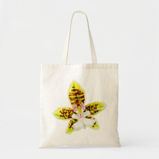 Orchidee fijne, kalkgroene bloemzak tote bag (Voorkant)