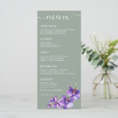 Orchidée fleur en saga vert Mariage carte menu (Debout devant)