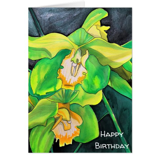 Orchidée fleurs vert et jaune art (Devant)