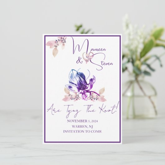 Orchidee Flower Save The Date Wedding Kaart (Staand voorkant)
