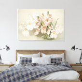 Orchidee geïllustreerd canvas afdruk (Insitu (Slaapkamer))