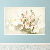 Orchidee geïllustreerd canvas afdruk (Insitu (Houten vloer))