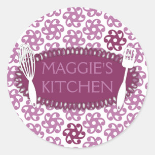 Orchidee geometrische bloemen whisk koken bakken ronde sticker