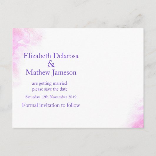 Orchidee geschilderd paarse bloem save the date ca aankondigingskaart (Achterkant)