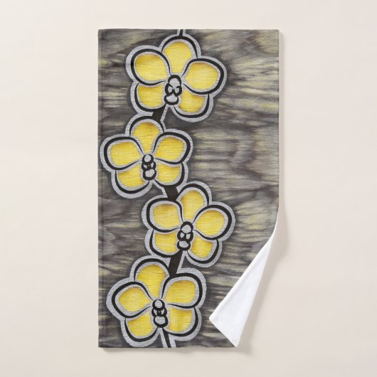 Orchidée grise jaune (Serviette à main)
