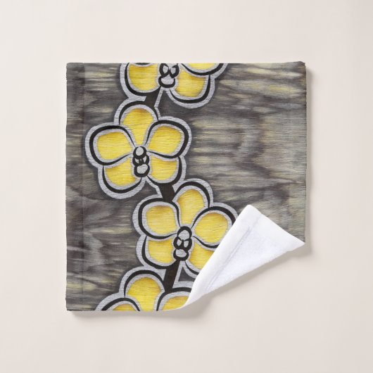 Orchidée grise jaune (Gant de toilette)