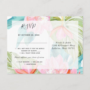 Orchidee Isle, Oranje Palm RSVP met maaltijdkeuze Uitnodiging Briefkaart