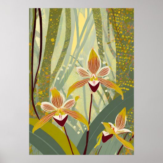 Orchidee Kunst V14 Poster (Voorkant)