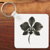 Orchidee lijn tekening – Floral sleutelhanger (Voorkant)