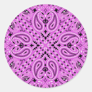 Orchidee Lila Paisley Western Bandana Sjaal Print Ronde Sticker