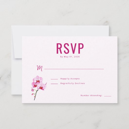 Orchidée Magenta Élégant RSVP (Devant)