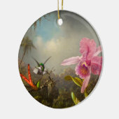 Orchidee met twee kolibries kop keramisch ornament (Links)