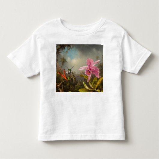 Orchidee met twee kolibries kop kinder shirts (Voorkant)