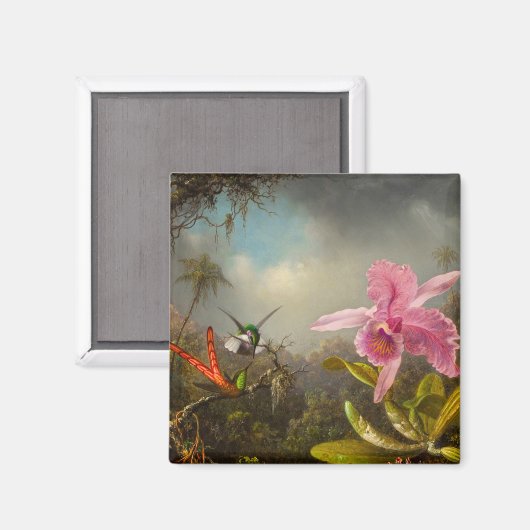 Orchidee met twee kolibries kop magneet (Voorkant / Achterkant)
