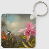 Orchidee met twee kolibries kop sleutelhanger (Achterkant)